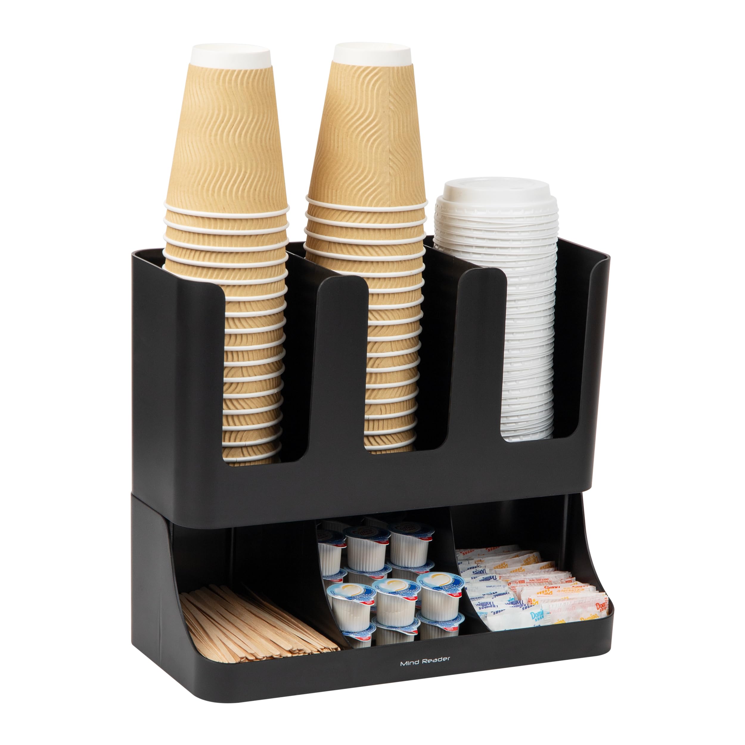 Mind Reader Condiment Station, 13 Inch Countertop Coffee Bar Organizer with 6 Co