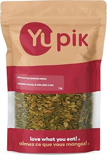 Yupik Dry Roasted Pumpkin Seeds, No Shell, 1 kg, Gluten-Free, GMO-Free, Kosher, Shelled Pepitas, Unsalted, Oil-Free, Plant-Based Protein, Source of Fiber, Healthy Snacks, Ideal for Baking & Topping