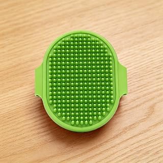 Pet Bath Brush with Massage Bristles, Gentle Cleaning and Scattering Removal Tool for Dogs and Cats, Comfortable Design for Bathing (Green)