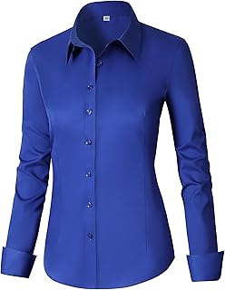 CUNLIN Women's Cotton Button Down Shirt Long Sleeve Formal Dress Work Blouse