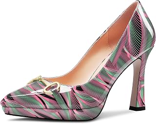 Castamere Women's High Platform Heel Heel Pointed Toe Slip-On Metal Chain Pumps Wedding Office Casual 10 CM Heels