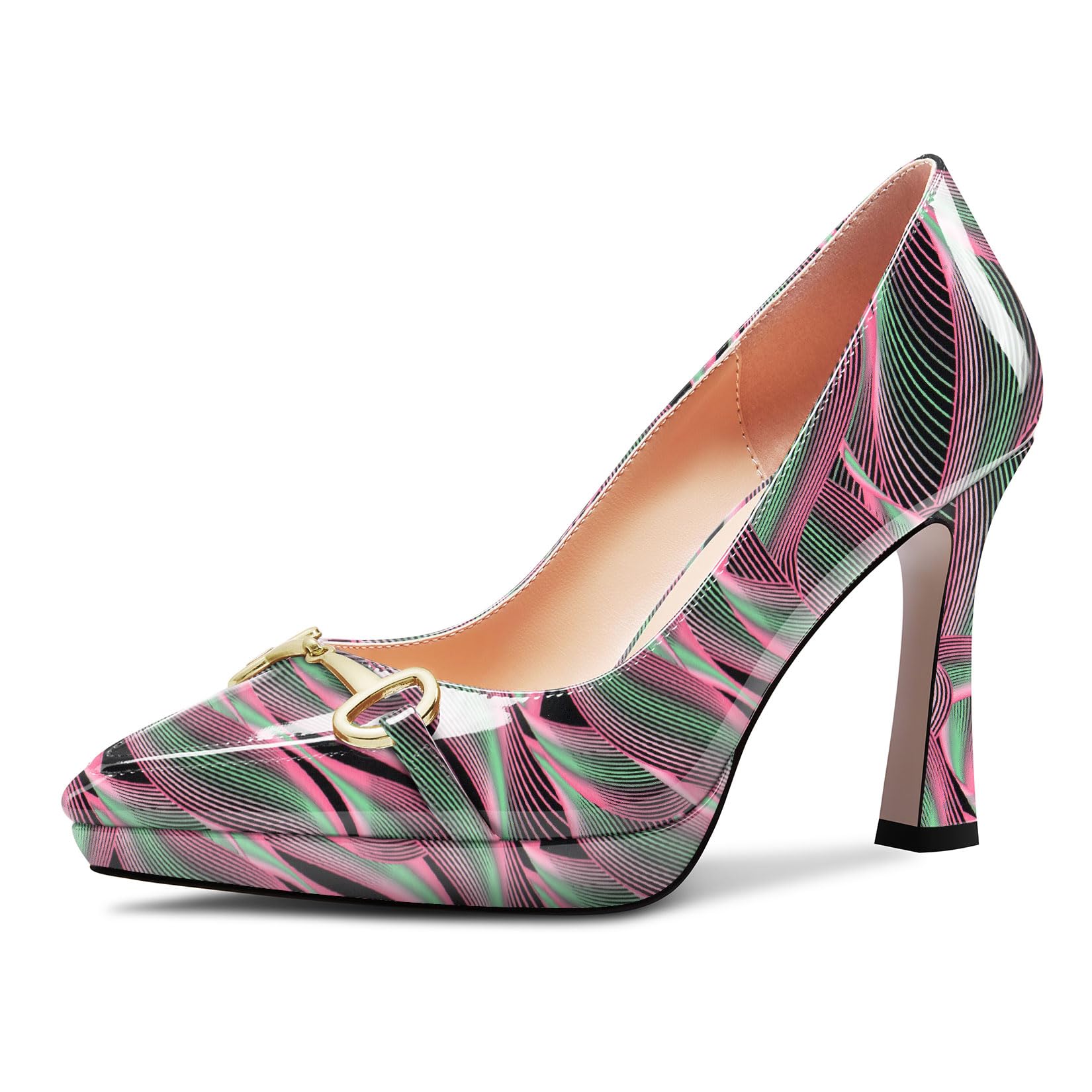 Castamere Women's High Platform Heel Heel Pointed Toe Slip-On Metal Chain Pumps 