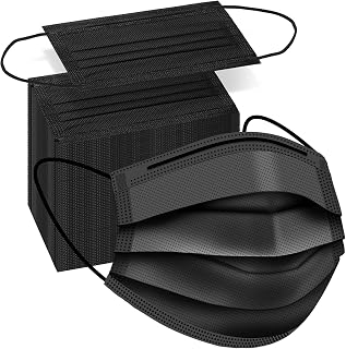 100 PCS Disposable Face Masks, Black Masks, 3 Ply Protection Disposable Face Masks