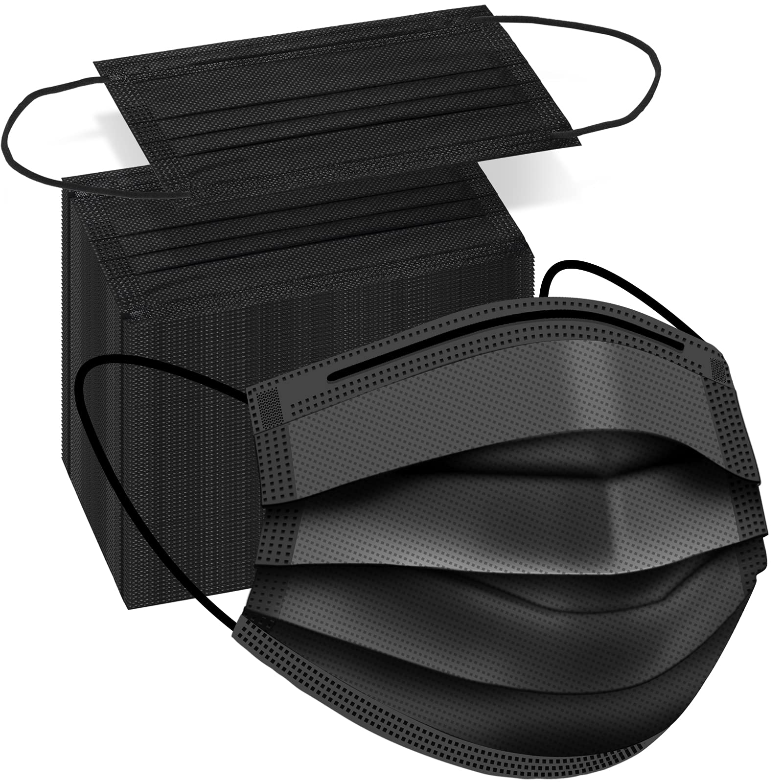 100 PCS Disposable Face Masks, Black Masks, 3 Ply Protection Disposable Face Mas