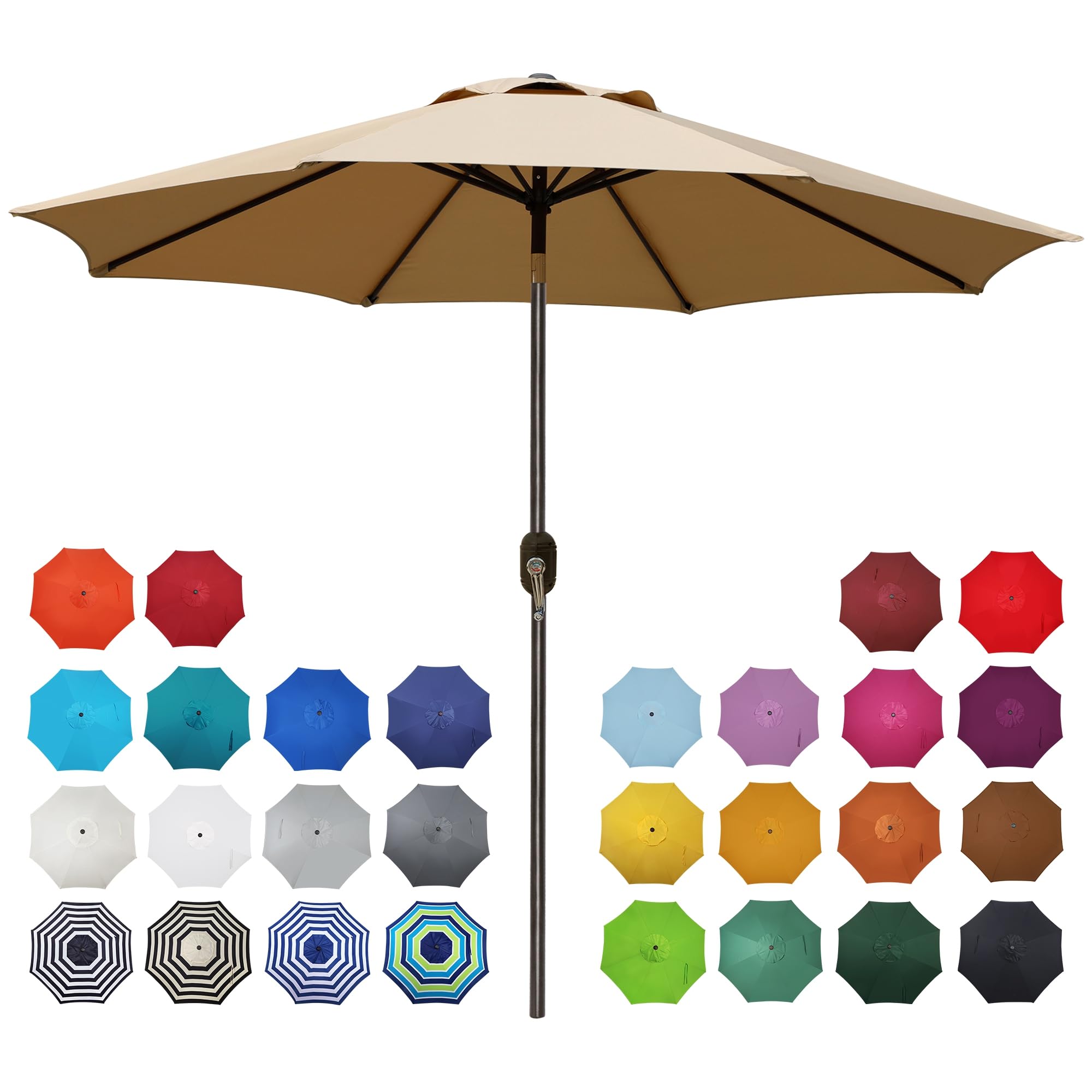 Blissun 9' Outdoor Patio Umbrella, Outdoor Table Umbrella, Yard Umbrella, Market