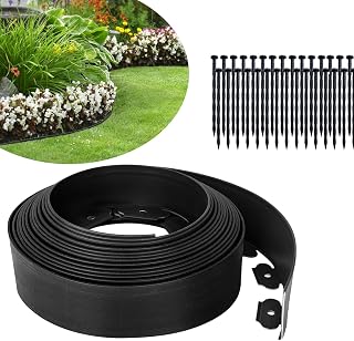 Garden Edge Free Design Edge Fence, Lawn Root Stopper, Flower Bed Soil Stopper, Weed Prevention Sheet, Gardening DIY, Garden Creation, Partition, Easy Installation Gardening Supplies (Black 10M