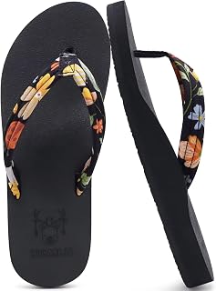 KuaiLu Women's Summer Arch Support Beach Flip Flops Anti-Skid Sea