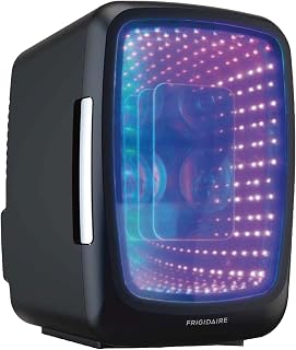 Frigidaire, Mini Fridge Cooler, Holds Up to 6 Cans, | Personal Fridge Cooler, LED Light Door, Perfect for Gaming, Home, Office, or Car, Includes AC and 12V Car Charger