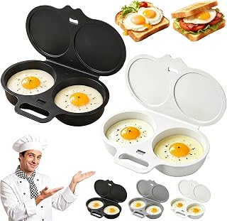 2 Pcs Microwave Egg Poacher 2027 Upgraded Dual Cavity Egg Cooker for 2 Eggs