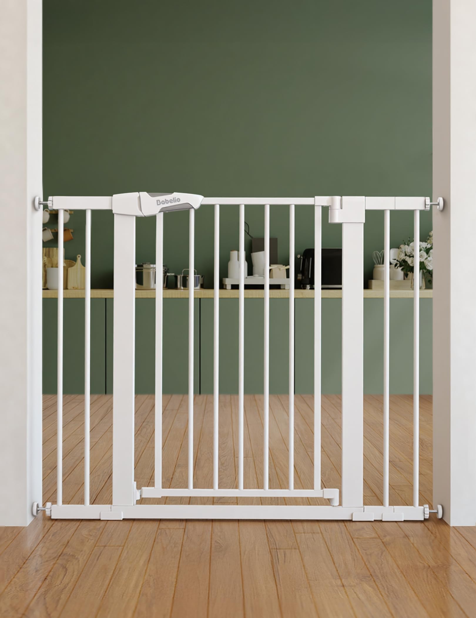 Babelio 26-40" Pressure Mounted Baby Gate for Stairs, PressGuard Dog Gate |