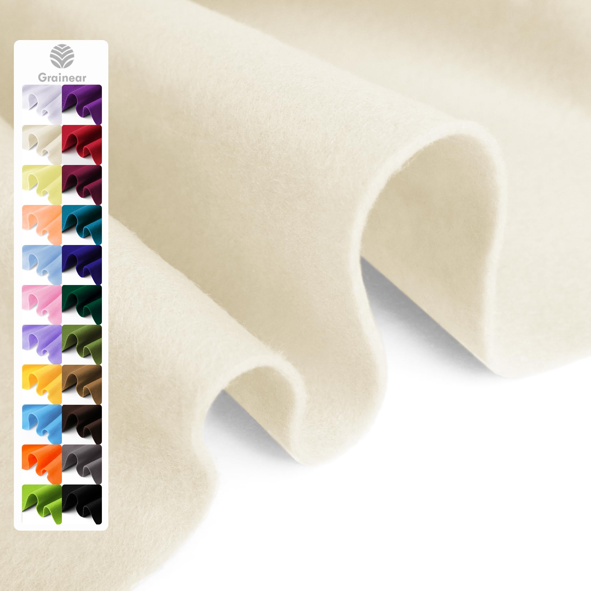 Ivory Soft Felt Sheet, 18" x 36", 1.6mm Thick Acrylic Felt Fabric | Premium Craf