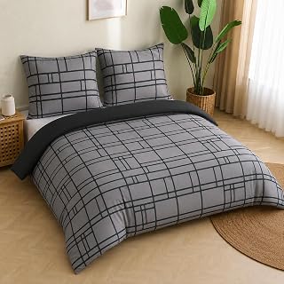 Pamposh Bed Linen Sets Duvet Cover Set Premium Microfibre Anthracite with Zip High Quality for Allergy Sufferers (1 x 220 x 200 cm) + (2 x Pillowcases 80 x 80 cm)