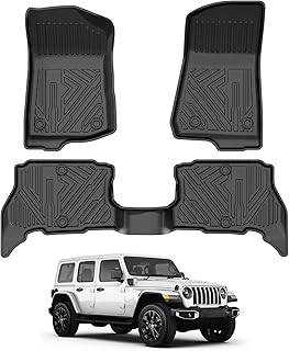 Floor Mats Custom Fit for Jeep Wrangler 4XE 2021 2022 2023 2024 2025 (Not for 2 Door or JL Unlimited Models) Accessories TPE 3D All Weather Floor Liners for Wrangler 4XE 1st & 2nd Row