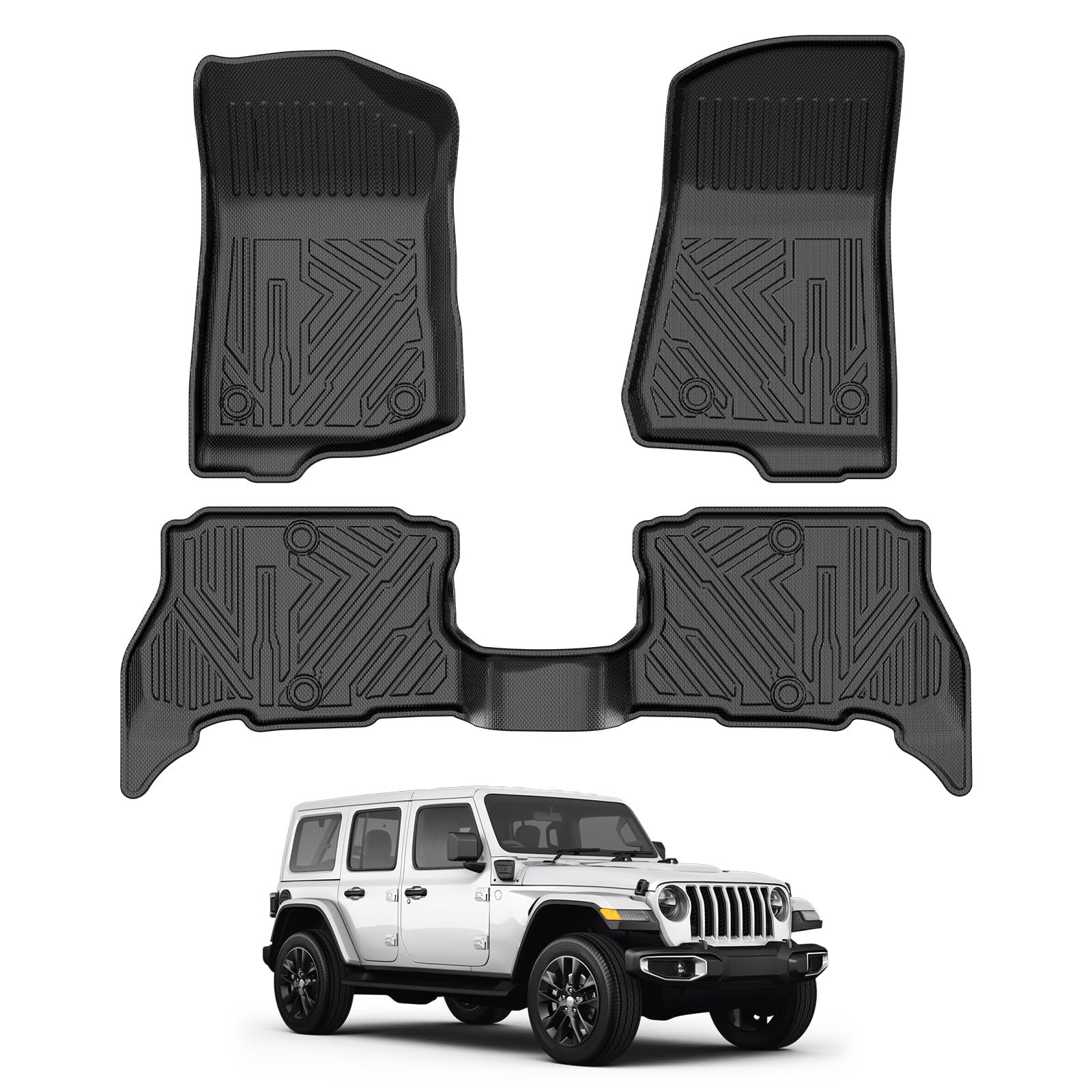 Floor Mats Custom Fit for Jeep Wrangler 4XE 2021 2022 2023 2024 2025 (Not for 2 