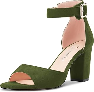 Castamere Women's Block Chunky Mid Heel Open Toe Strappy Ankle Sandals