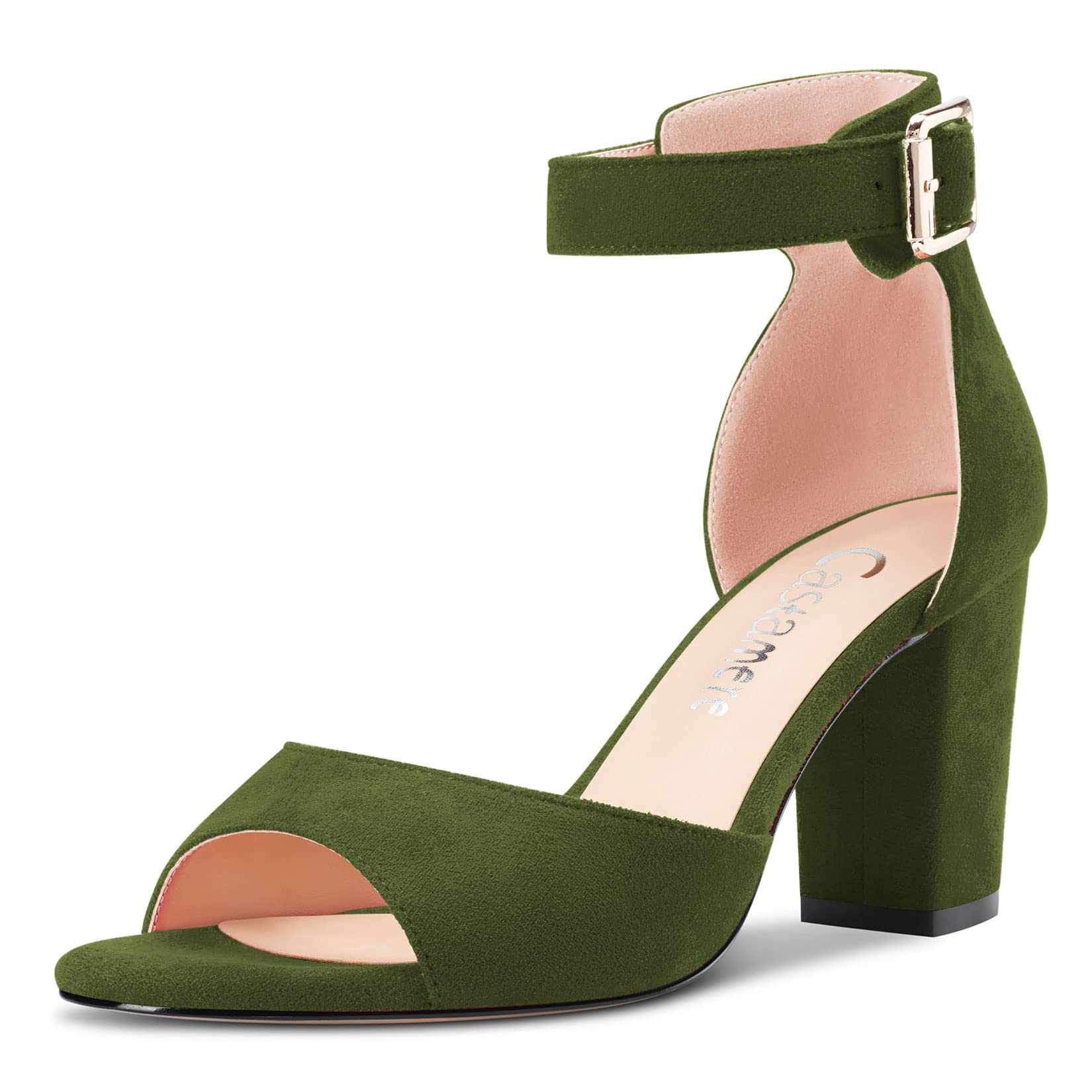 Castamere Women's Block Chunky Mid Heel Open Toe Strappy Ankle Sandals