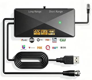 TV Antenna Amplifier Signal Booster, for HDTV Over the Air Reception, Black | 25dB High Gain Powerful Digital Antenna Signal Booster, Adjustable Reception Range, Clears Up Pixelated,Suit for All Antennas