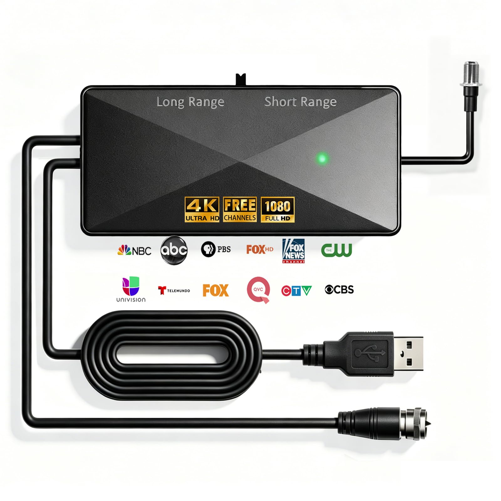TV Antenna Amplifier Signal Booster, for HDTV Over the Air Reception, Black | 25