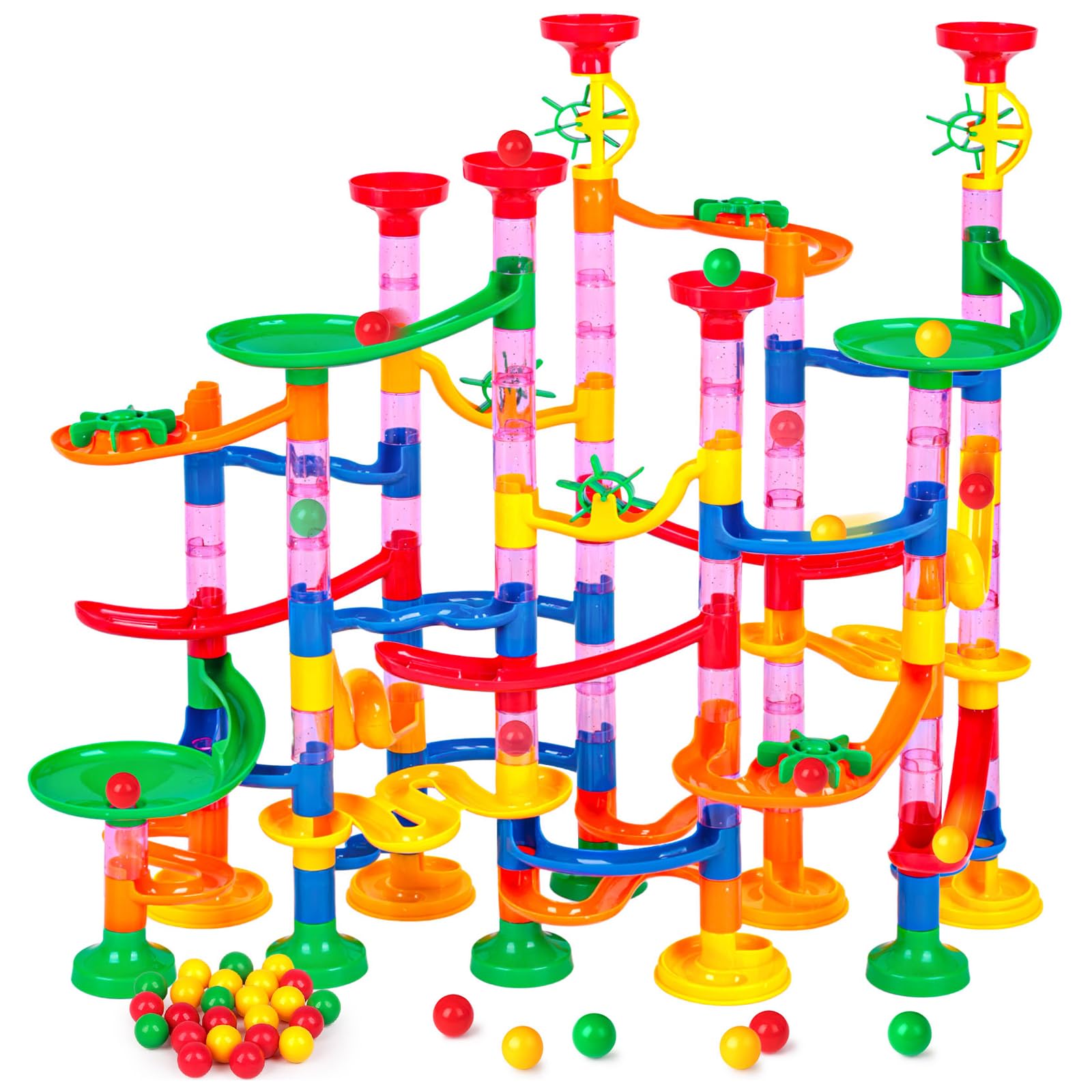 LovesTown Marble Run, 133 PCS Marble Maze Game | Construction Building Blocks To