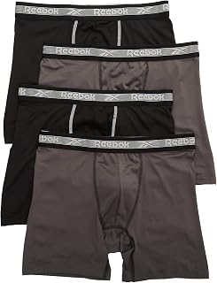Reebok Mens Active Underwear - Sport Soft Performance Boxer Briefs (Pack of 4)