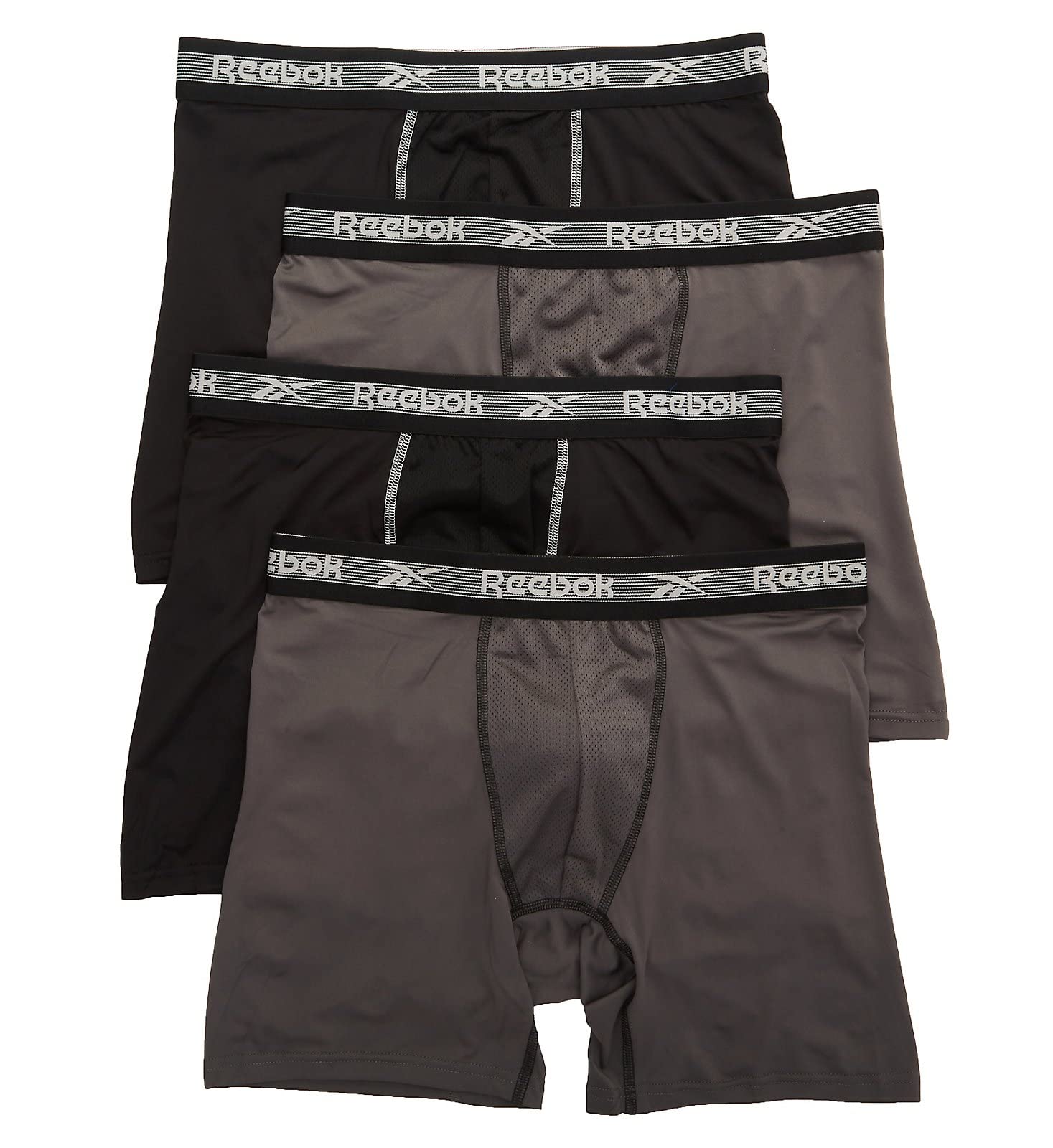 Reebok Mens Active Underwear - Sport Soft Performance Boxer Briefs (Pack of 4)