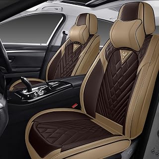 Car Seat Covers Front Seats for Dodge Ram 2500 2000-2026, Waterproof Nappa Leather Car Seat Cover, Full Coverage Car Seat Covers Sets(2 Seats with Headrests/Brown Coffee)