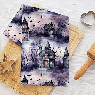 Scary Castle Forest Kitchen Towel, Microfiber Soft Dish Towel for Kitchen, Wash Cloth for Shower, Home Bathroom Farmhouse, Reusable Hand Towel Tea Towel for Women 1