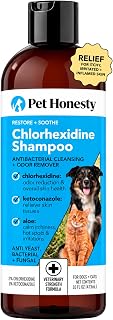 Pet Honesty Chlorhexidine Dog Shampoo Itchy Skin Relief, Anti-Itch, 16oz | Anti-itch dog & cat shampoo, chlorhexidine soothes irritated skin, targets odor, promotes a shiny coat, no sulfates