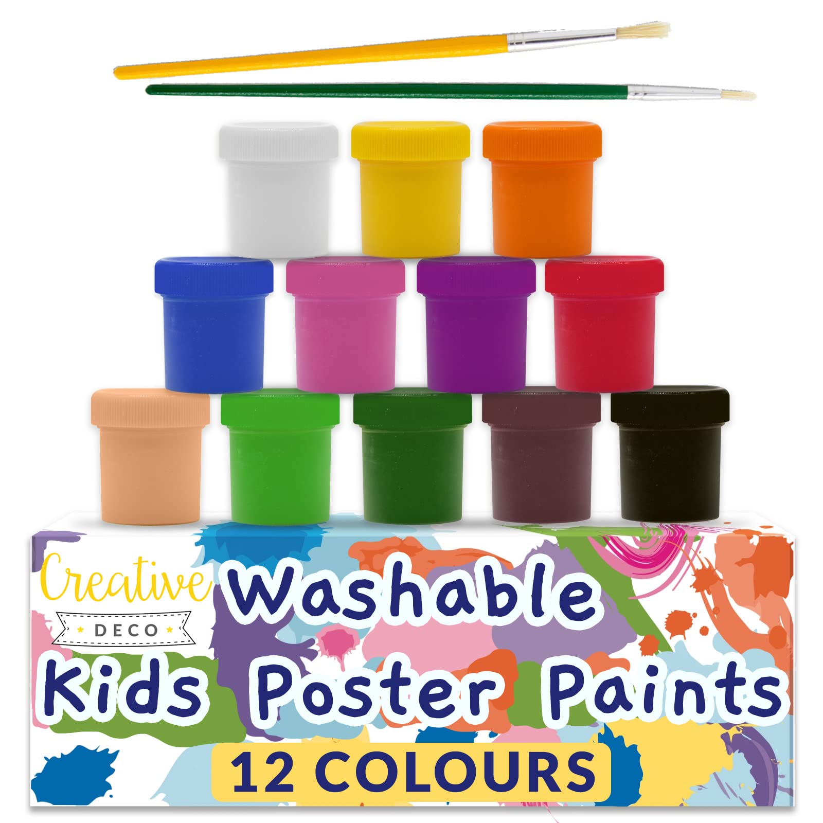 Creative Deco Washable Paint for Kids Poster Paint Set | 20 ml x 12 Pots | Child
