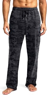 Pudolla Men's Cotton Sweatpants with Cargo Pockets Casual Workout Pants
