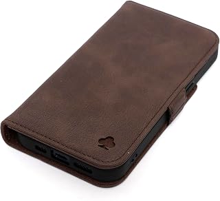 Porter Riley - Leather Case for iPhone 13 (6.1 inch), Stand/Cover/Wallet Card Slots, Horizontal Stand, Durable Frame (Chocolate Brown)
