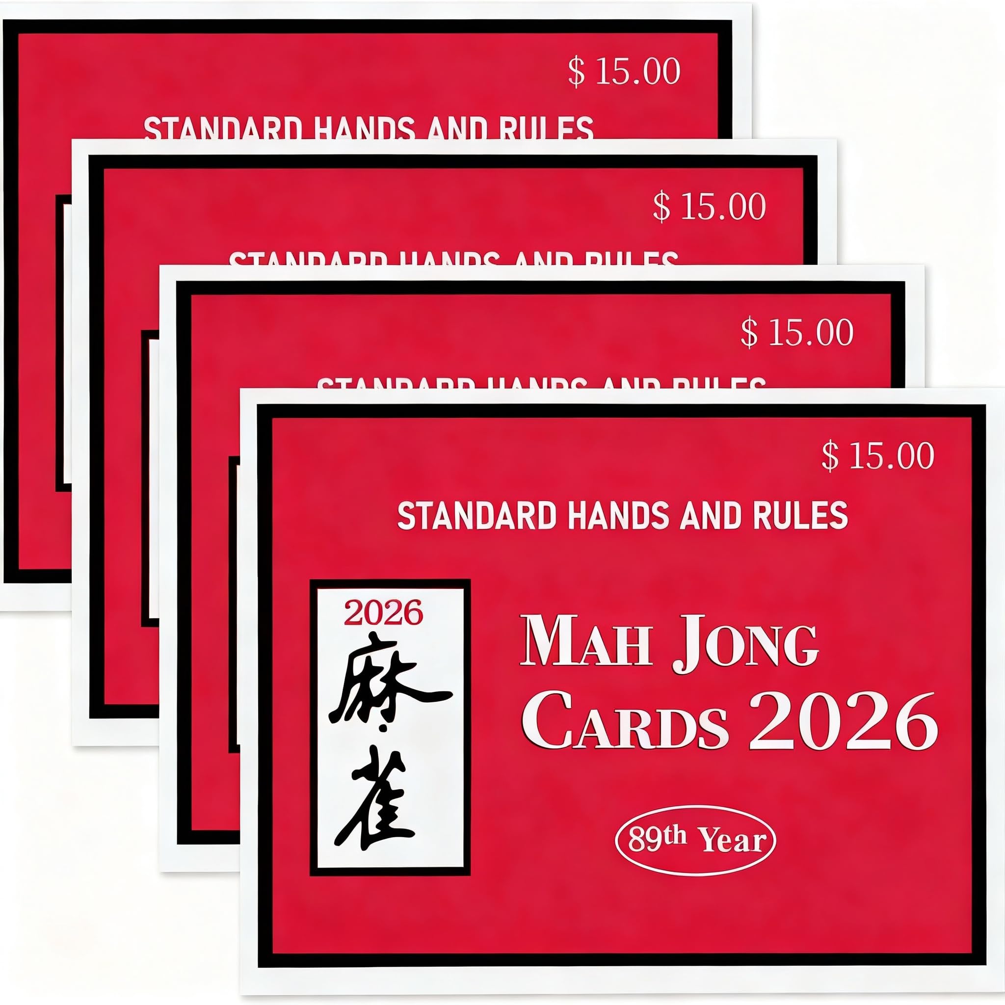 2026 Mah Jong Card, Rules Large Size Revised Version - 4 Pcs | NM-JL Mah-Jong Ca