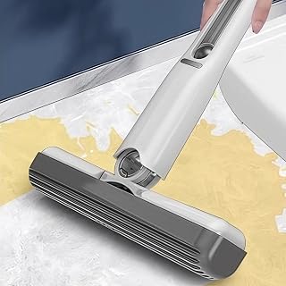 Mini Mop Portable Self Squeeze Wall Cleaner Mop Small with 1 Sponge Head + 1 Squeeze Handle for Kitchen, Desktop, Window, Cabinet