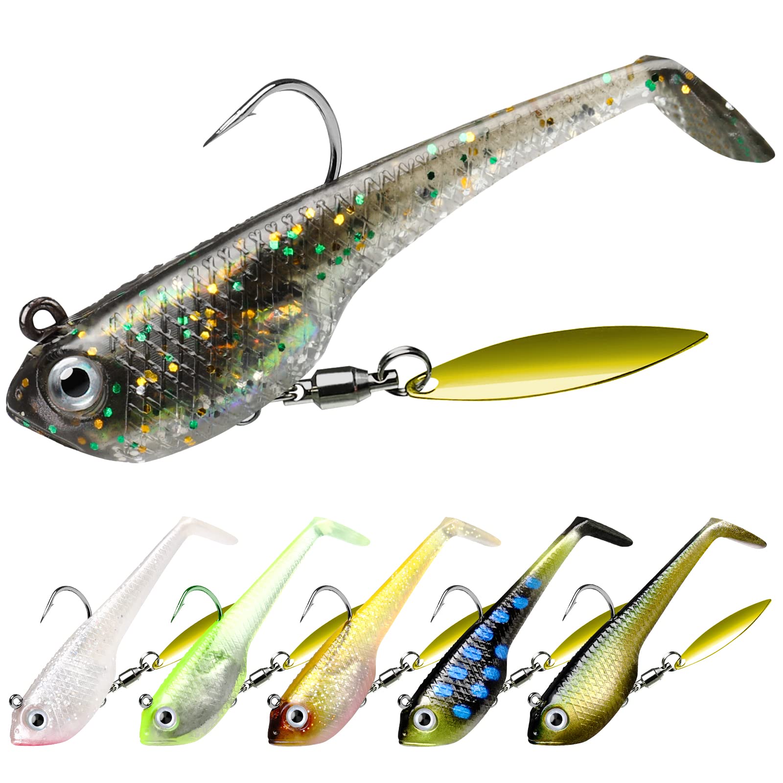 TRUSCEND Shadtale Easy Catch Soft Fishing Lures with BKK Hooks - Trembly Sinking