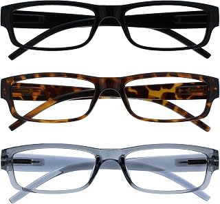 OPULIZE The Company Reading Glasses Black Brown Gray Lightweight Comfortable Readers Value Pack 3 Men Women RRR32-127 +1.00