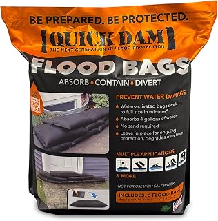 Quick Dam 12" x 24" Water Activated Flood Bags, 6-Pack | hese sandless sandbags are water-activated and self-inflating, inner absorbent turns to gel to create a barrier.