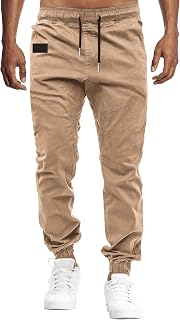 Men's Casual Elastic Sports Trousers Long Pants with Pockets Cotton Sports Trousers