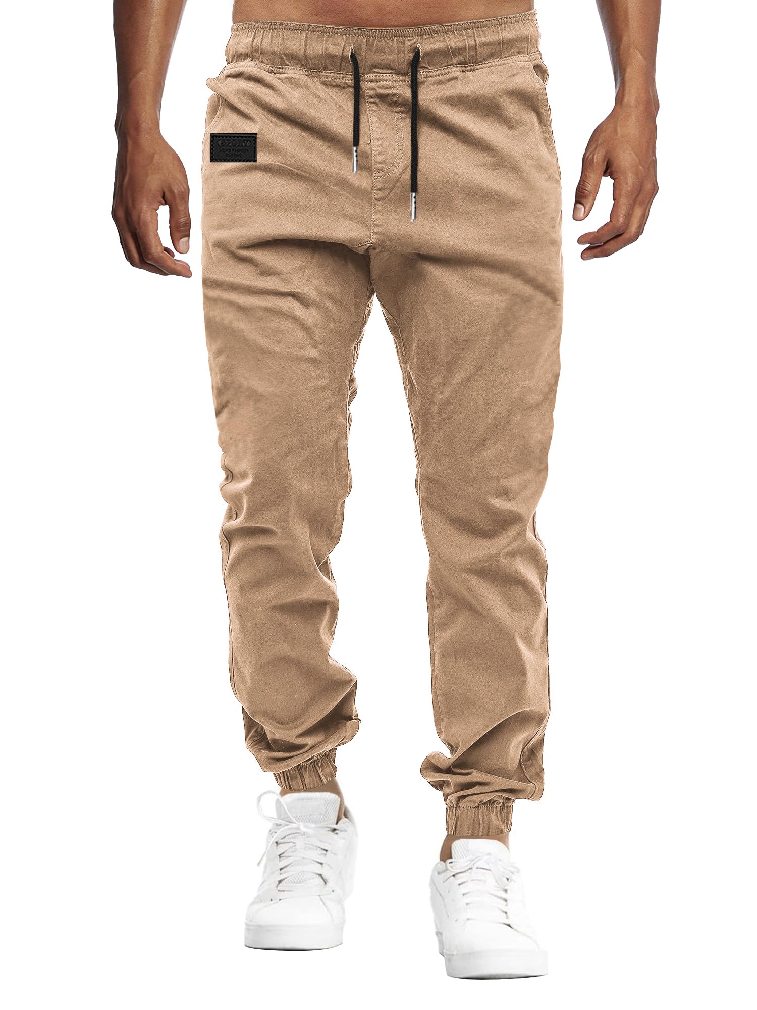 Men's Casual Elastic Sports Trousers Long Pants with Pockets Cotton Sports Trous