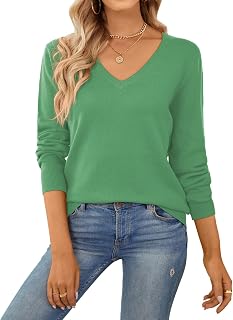 QUALFORT Women's Sweater 100% Cotton Soft Knit Pullover Jumper