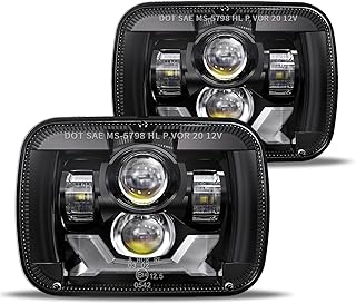 HWSTAR Pair Premium H6054 5x7 7x6 Led Headlights,Sealed Beam Replacement Compatible with Jeep Cherokee XJ Wrangler YJ DRL Turn Signal Hi/Low Sealed Beam Ford Chevy GMC Toyota Nissan Dodge etc Black