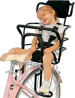 UNIKOO Rear Kids Bike Seat, Heavy Duty Back Mount Kid's Bike Seat for Aged 12 Month - 8 Years Old, Child Carrier Bike Chair for Bicycle Kids Seat, Foam Seat Belt with Reflective Strip