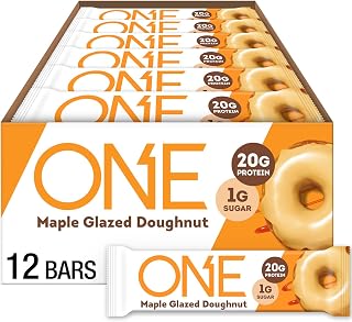ONE Maple Glazed Doughnut Protein Bars, 20g Protein, Gluten Free, 12 ct | 20g Protein, 1g Sugar, Protein Snack for Breakfast, Workout and Travel, 12 Snack Bars with Whey Protein Isolate