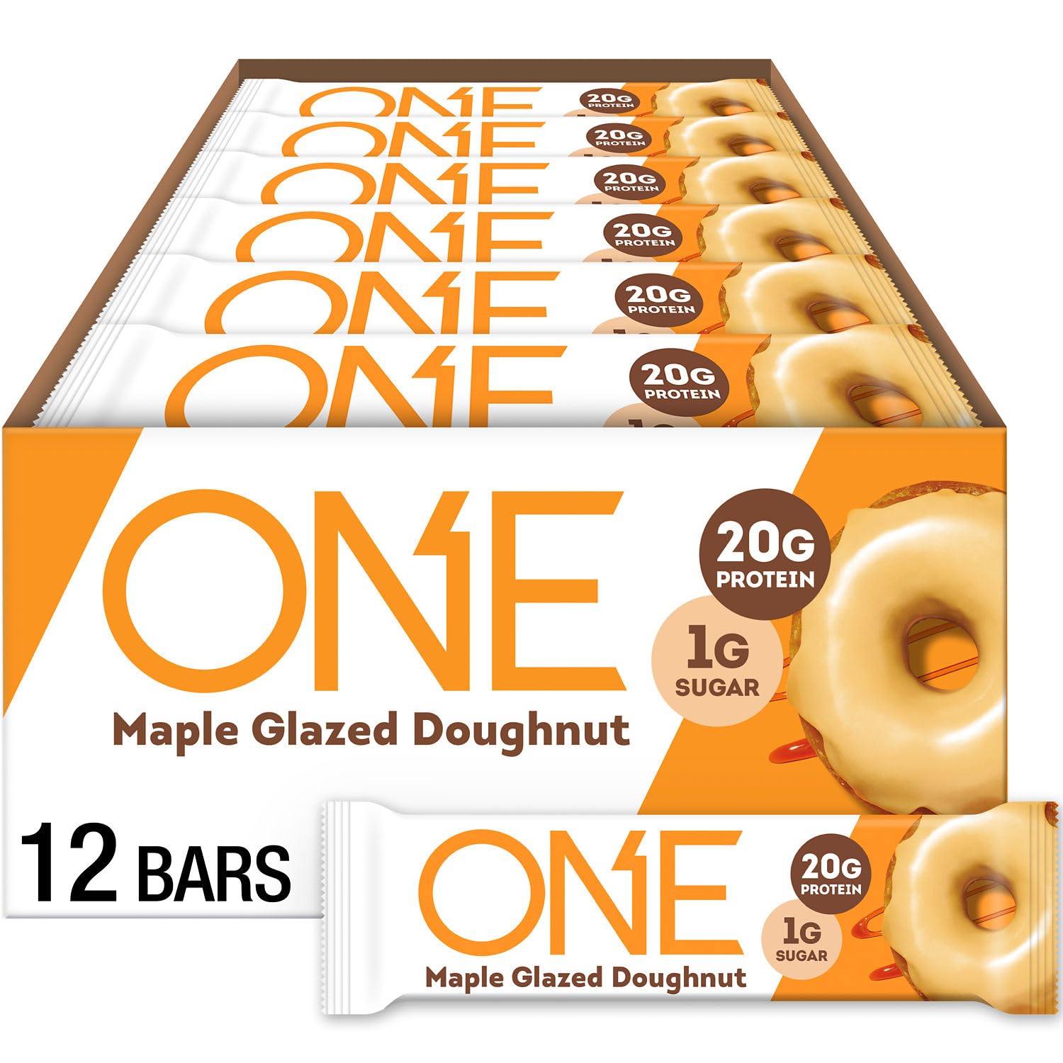 ONE Maple Glazed Doughnut Protein Bars, 20g Protein, Gluten Free, 12 ct | 20g Pr