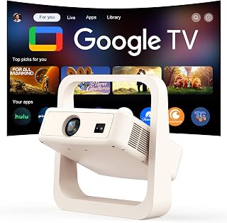 【Upgraded Google TV 14.0】 Smart Projector 4K, Native 1080P Mini Projectors with WiFi6 & Bluetooth, 500ANSI Portable Projecteur with Auto Focus & Keystone, Home Projecteur for Indoor & Outdoor