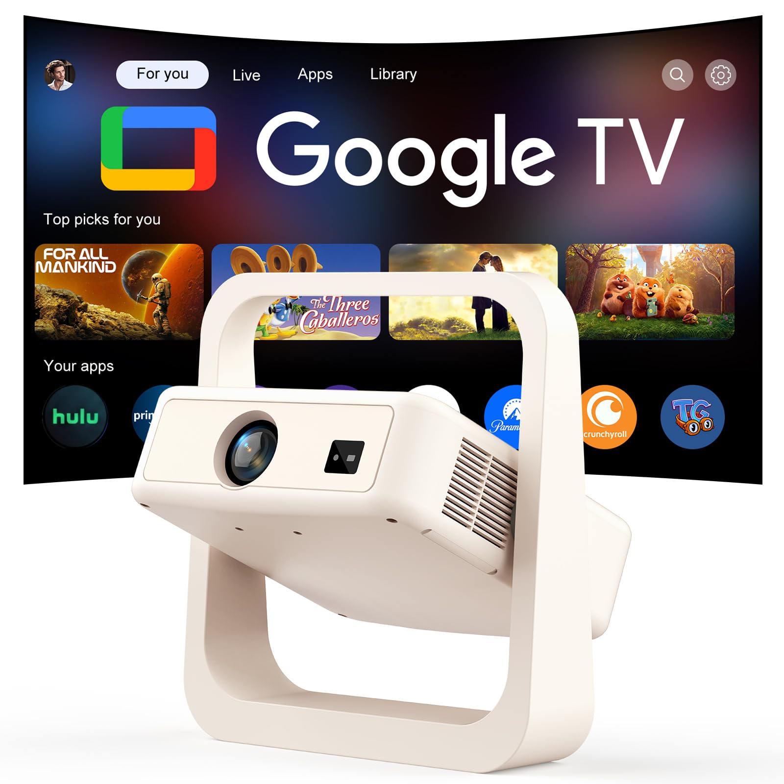 【Upgraded Google TV 14.0】 Smart Projector 4K, Native 1080P Mini Projectors with 