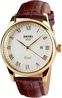 Mens Watches Analog Quartz Watch Leather Band Roman Numeral Waterproof Fashion Business Casual Wrist Watches for Men