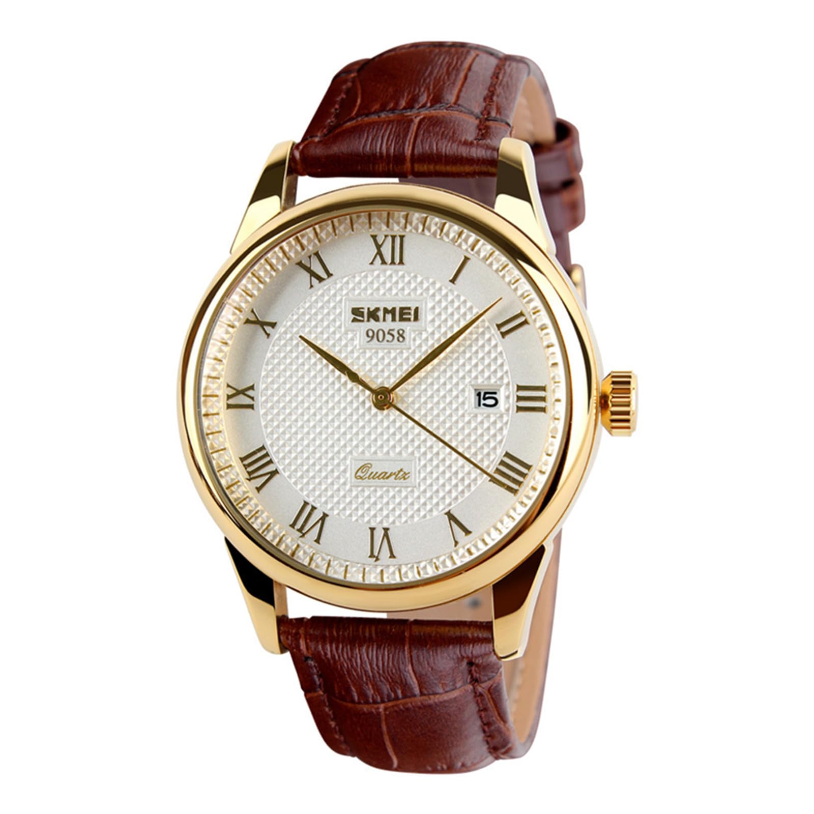 Mens Watches Analog Quartz Watch Leather Band Roman Numeral Waterproof Fashion B