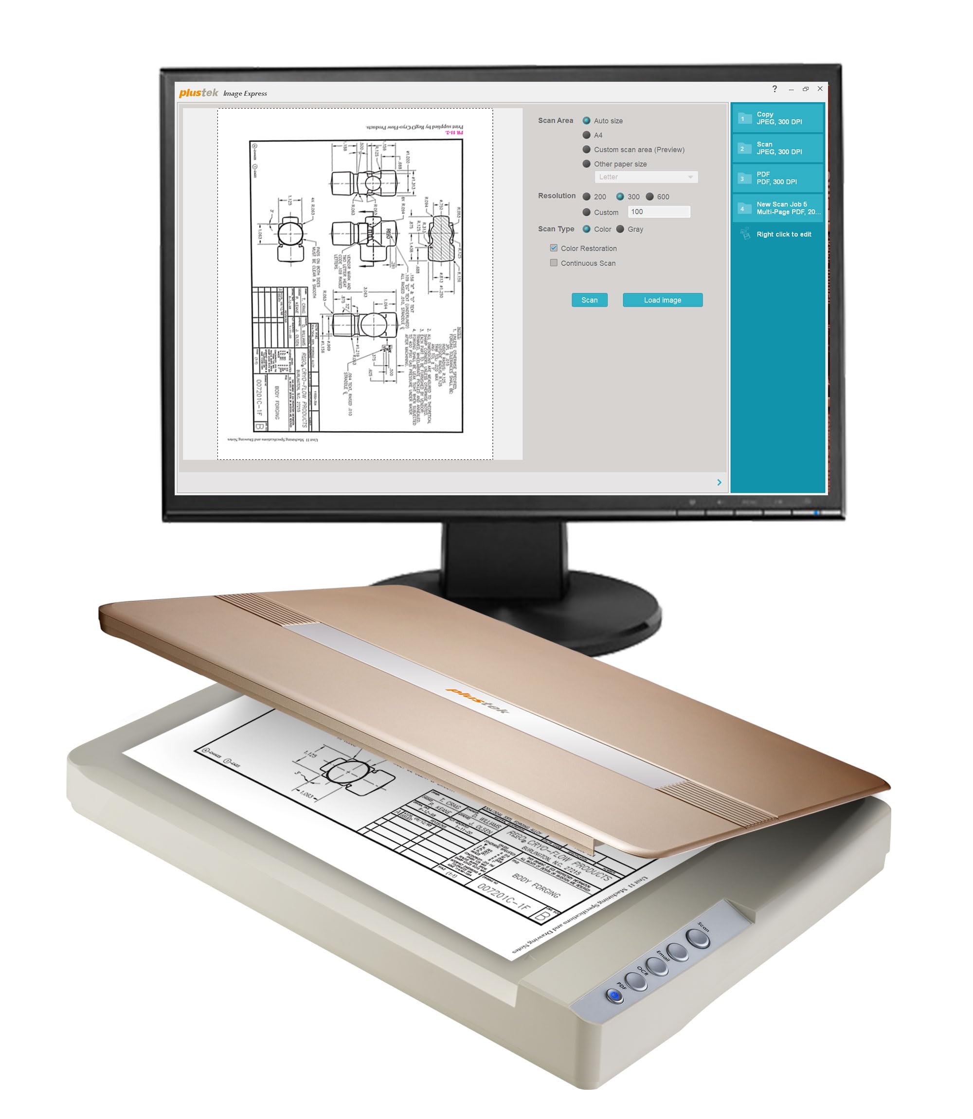 Plustek OpticSlim 1680 - High Speed Large Format Flatbed Scanner - 11.7x17 | Sca