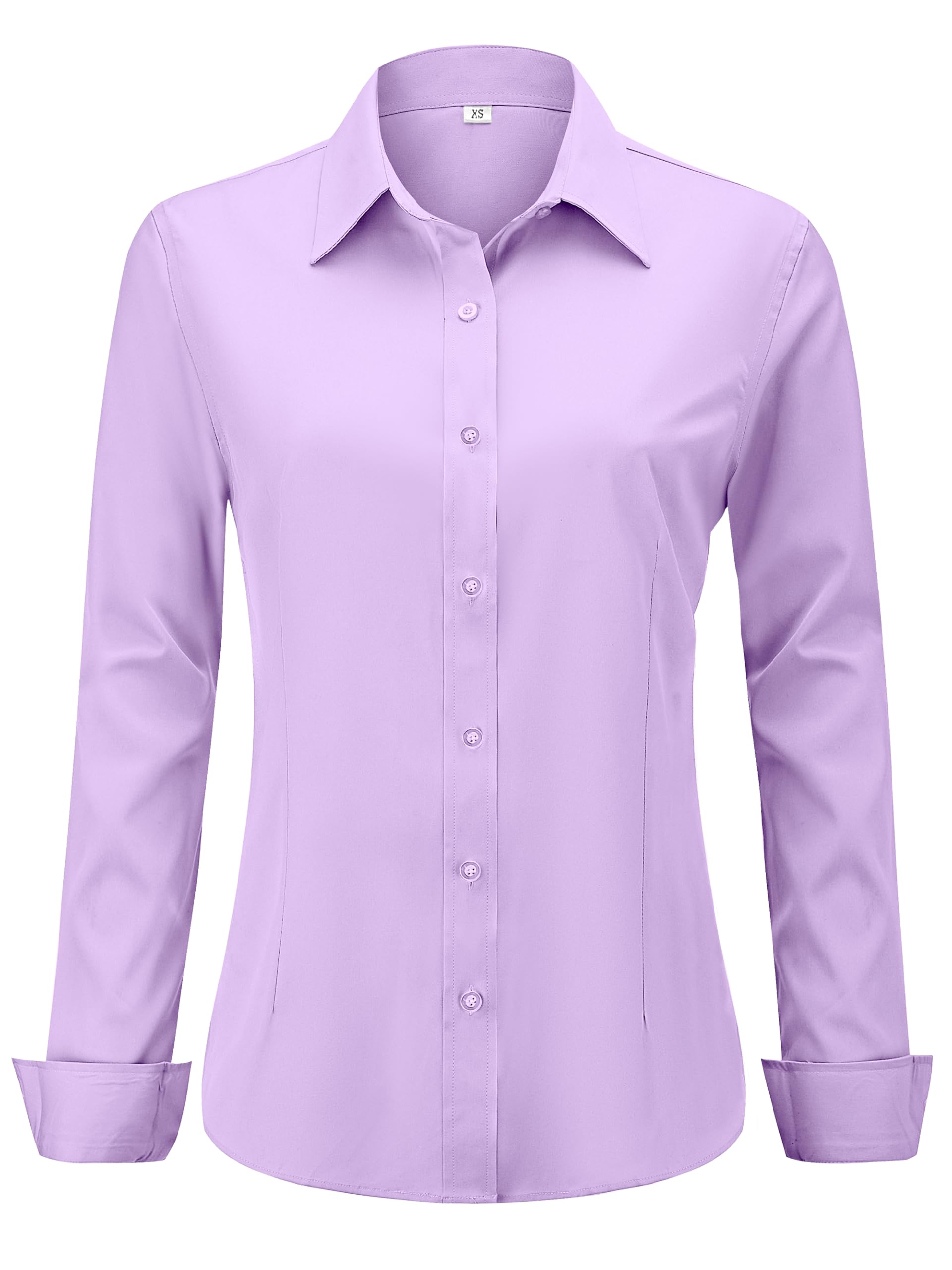 hearain Soft Wrinkle-Free Women's Button Down Dress Shirts Solid Long Sleeve Wor