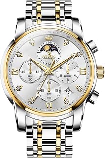 OLEVS Orologi al quarzo da uomo, stile casual, impermeabili, con cinturino in acciaio inossidabile dorato, regali per gli uomini